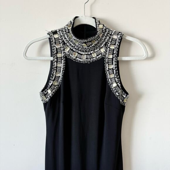 Aqua Dresses Beaded Mock Neck Sleeveless Gown - Picture 7 of 16